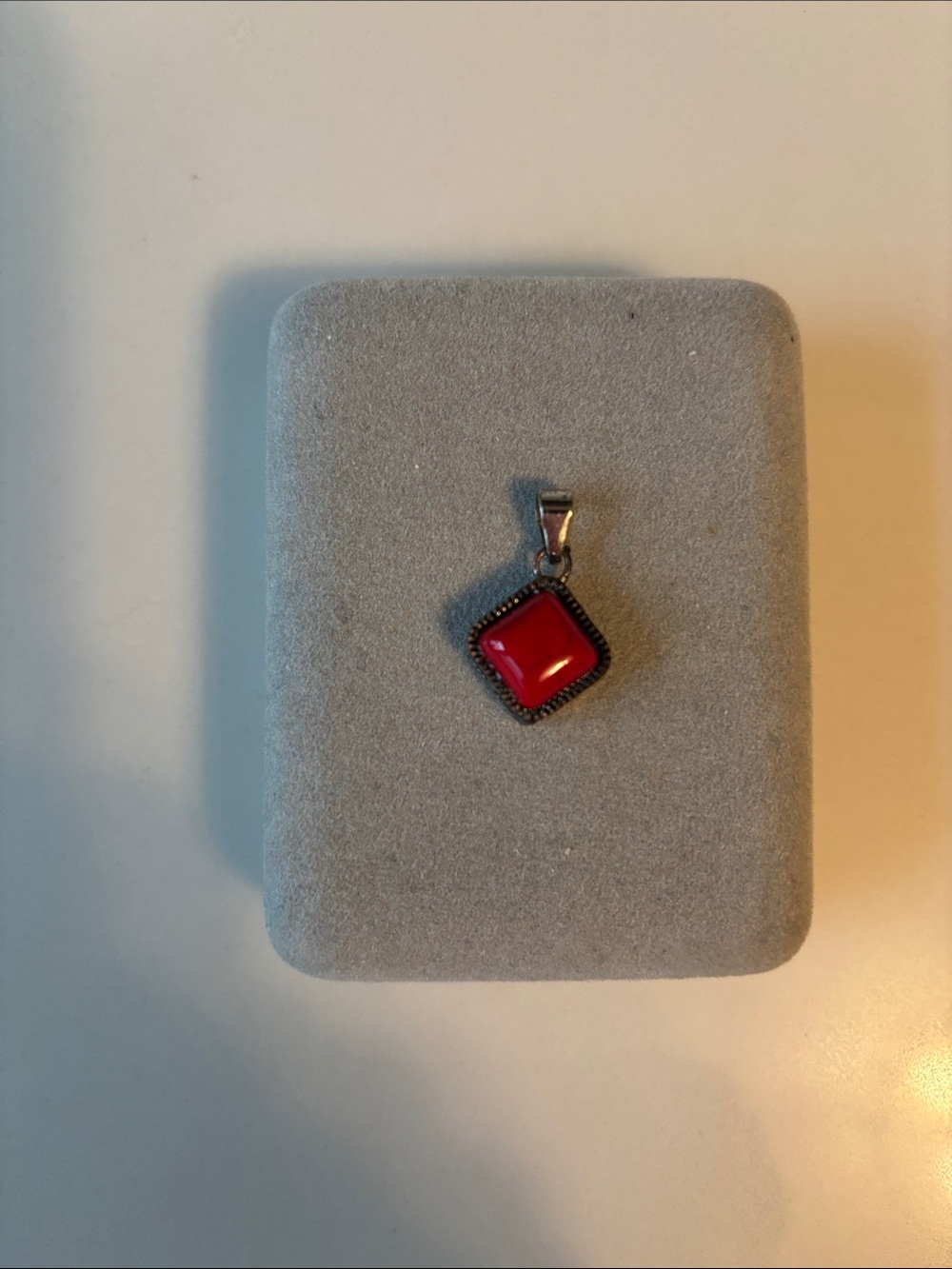 Red Square Pendant Necklace - Elegant Women's Jewelry